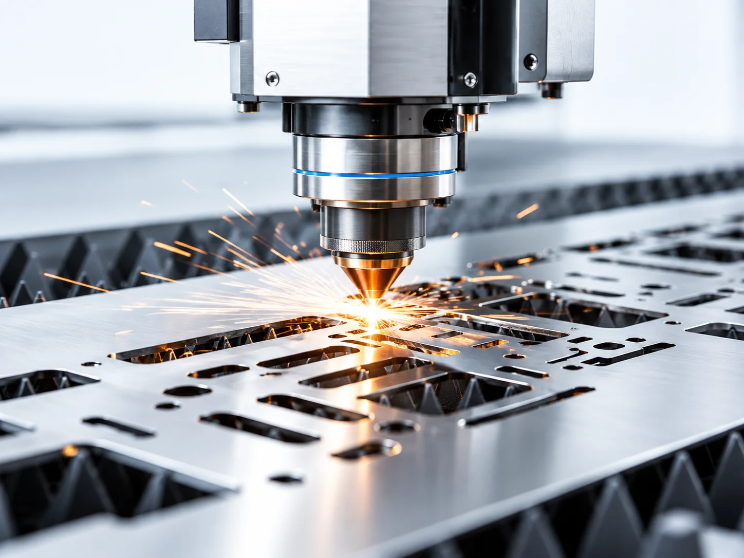 Industrial laser cutting a sheet metal part